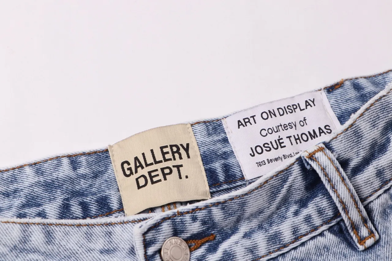 666#Gallery Dept new ink and paint patch splicing patch overalls logging pants washed blue splicing bootcut jeans beautiful trendy pants versatile casual trousers washed blue S~XL P290